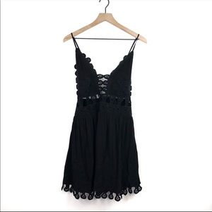 Honey Punch Black Eyelet Lace Cut Out Mini Dress